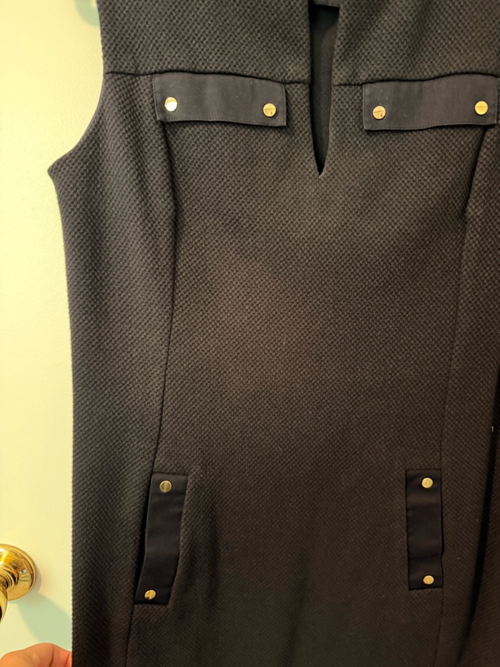 Tory Burch Navy Sleeveless Shift Dress with Gold Buttons - Picture 4 of 9